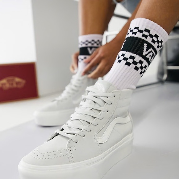 Vans White Sk8 Hi Sneakers - Picture 1 of 6